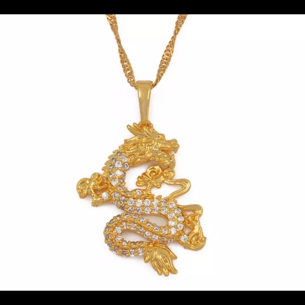 18k dragon necklace, men dragon necklace - Picture 2 of 5